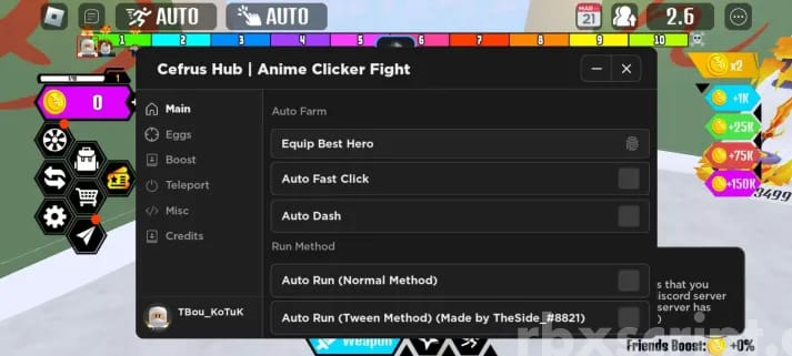 Anime Clicker Fight: Auto Equip Best, Auto Dash & More Mobile Script