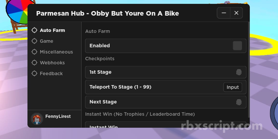 Obby But You're on a Bike: Instant Win, Auto Farm & More Mobile Script