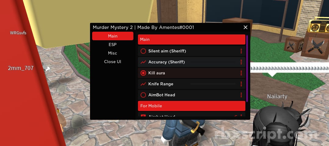 Amentes Murder Mystery 2 Mobile Script