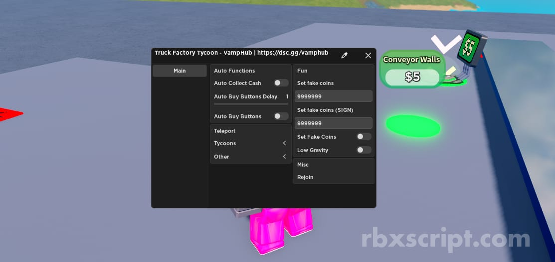 Truck Factory Tycoon: Auto Functions Section, Teleport Section, Fun Section