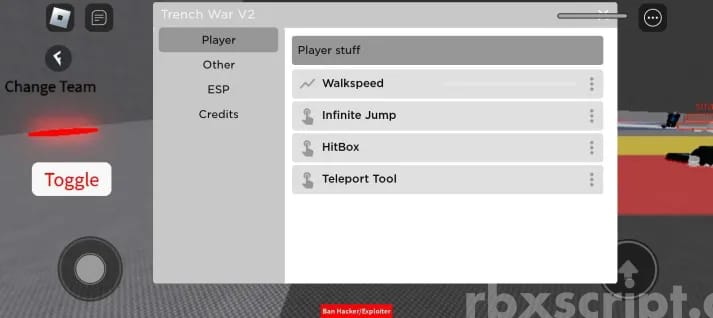 Trench War: Walk Speed, Hitbox, Tp Tool Mobile Script