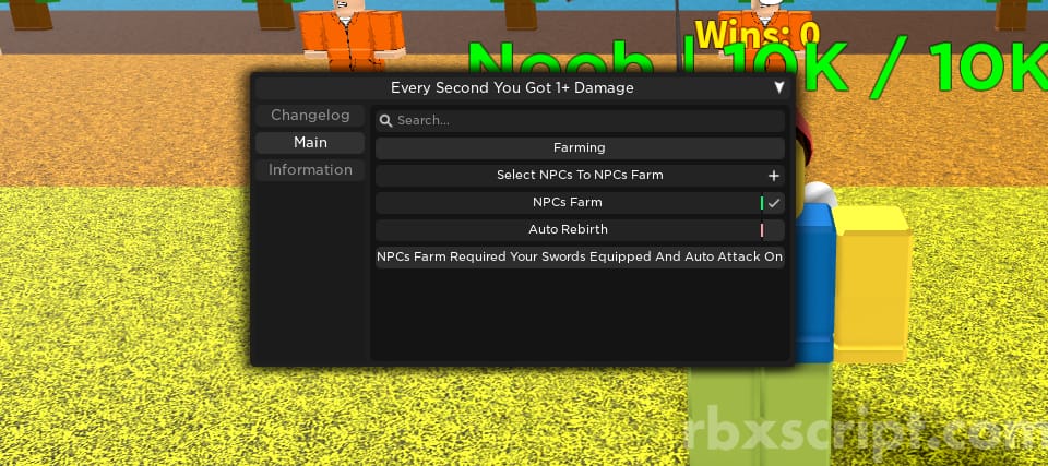 Every Second You Get +1 Damage: NPC Farm, Auto Rebirth
