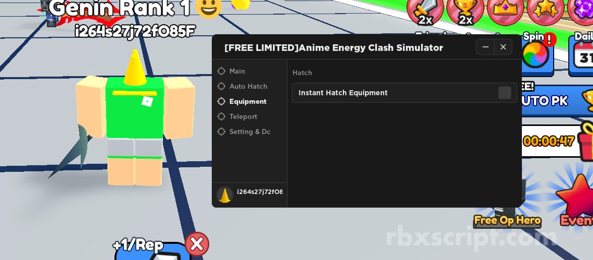 Anime Energy Clash Simulator: Teleport, Instant Equip, Auto Hatch