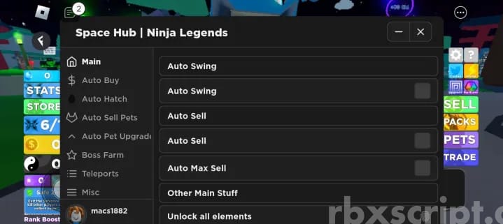 Ninja Legends: Auto Sell, Auto Max Sell & More Mobile Script