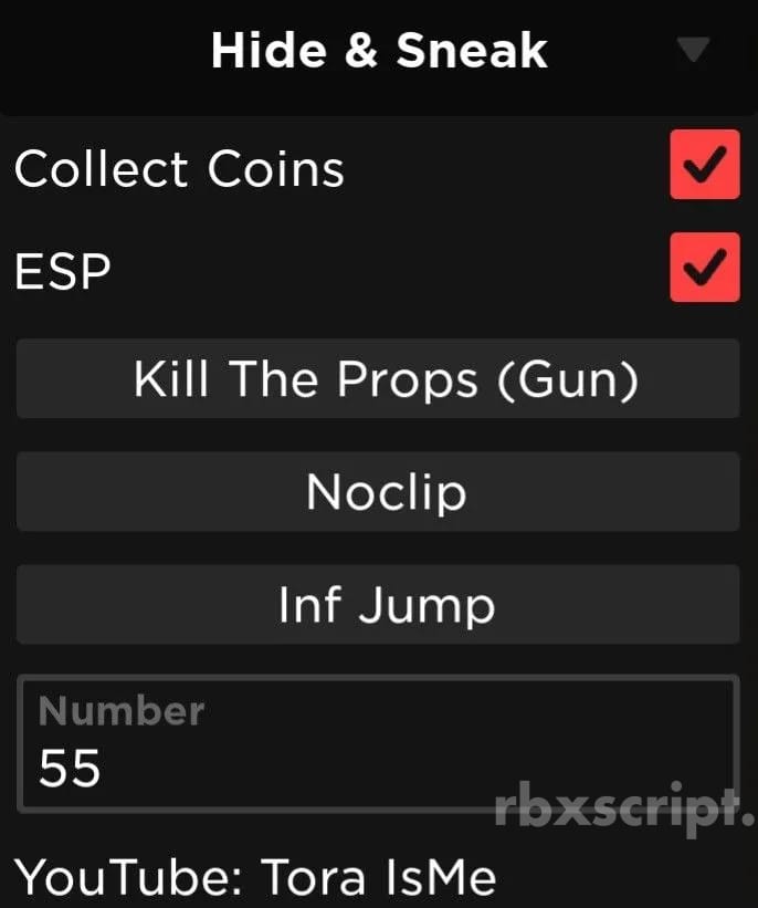Hide & Sneak: Noclip, Inf Jump, Collect Coins
									