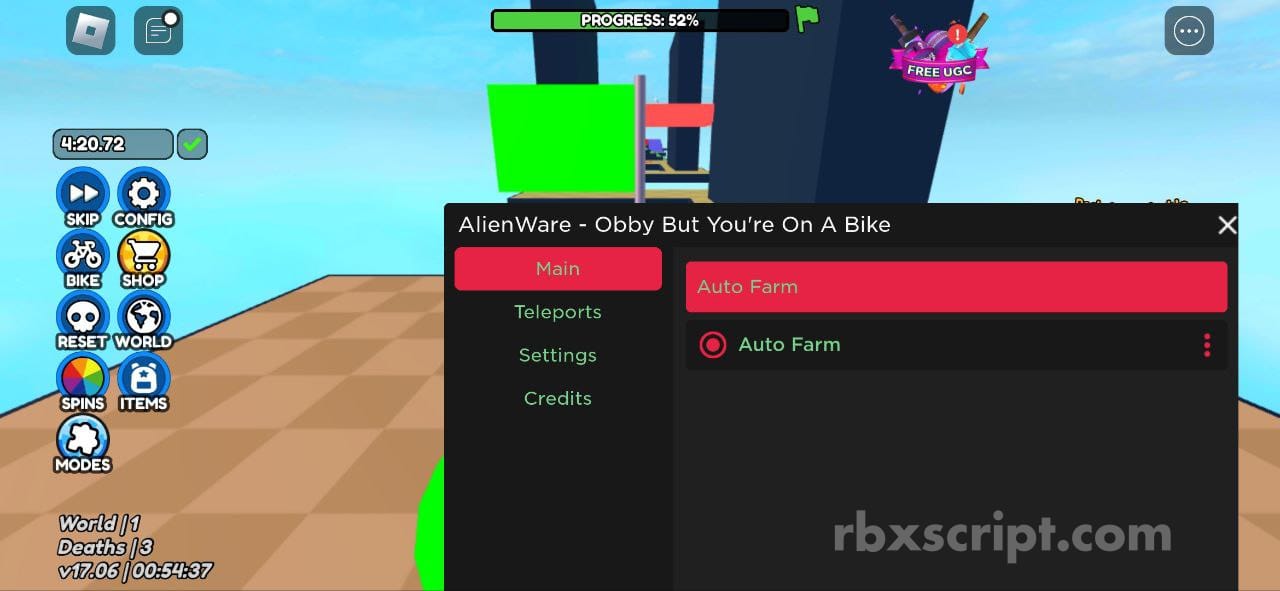 Obby But You're On A Bike: Auto Farm, Teleport, Ending