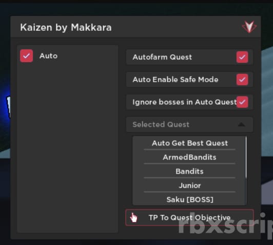 Kaizen: Auto Quest, Safe Mode, Auto Equip weapon