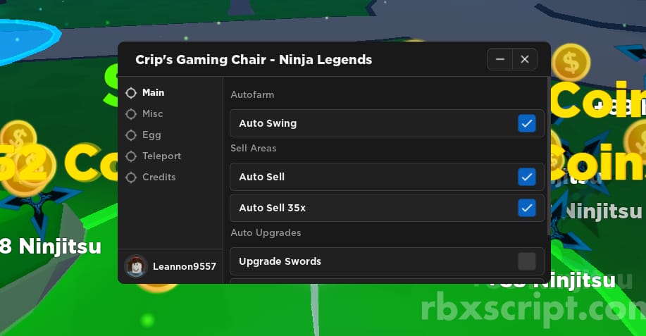Ninja Legends: Auto Sell, Auto Crystals, Auto Upgrade Swords