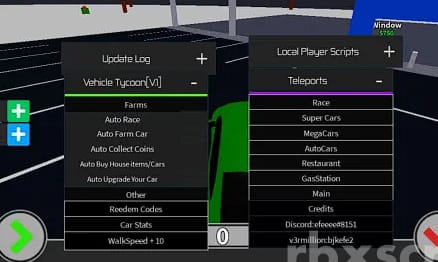 Vehicle Tycoon: Auto Race, Auto Farm, Teleports Mobile Script