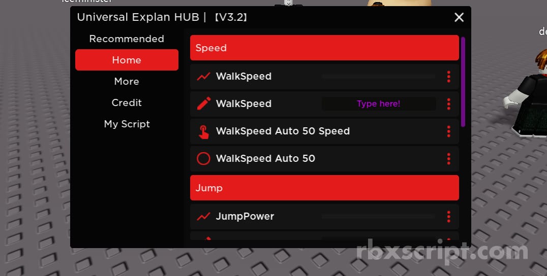 Universal: Walk Speed, Jump Power, Reset Mobile Script