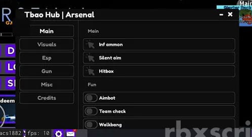 Arsenal: Silent Aim, Hitbox, Inf Ammo Mobile Script