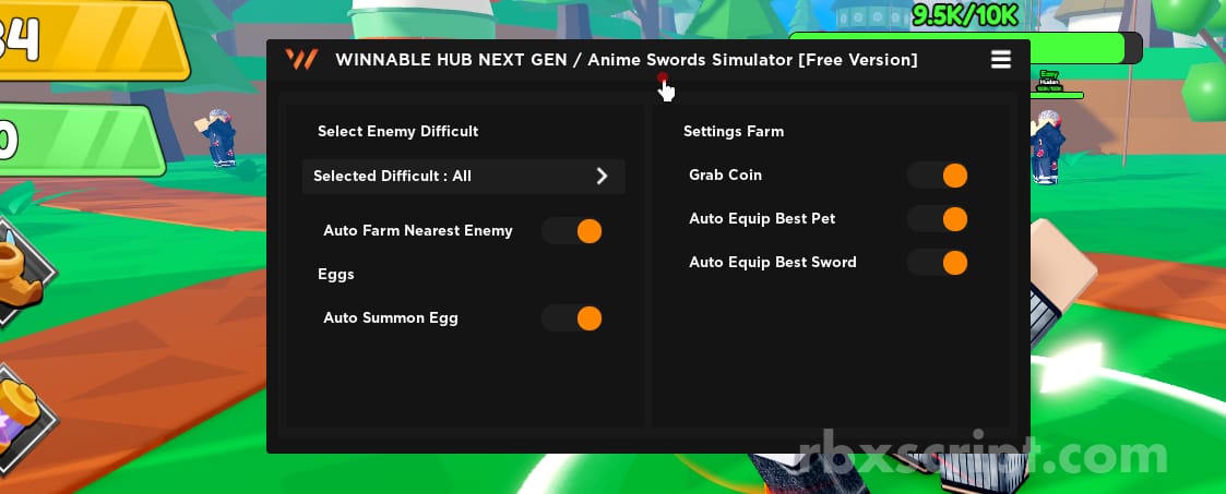 Anime Swords Simulator: Auto Farm Mobs, Auto Grab Coins & More