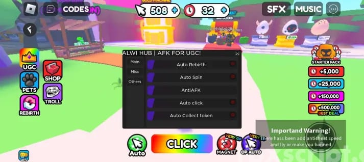 AFK For UGC: Anti Afk, Auto Click, Auto Spin Mobile Script