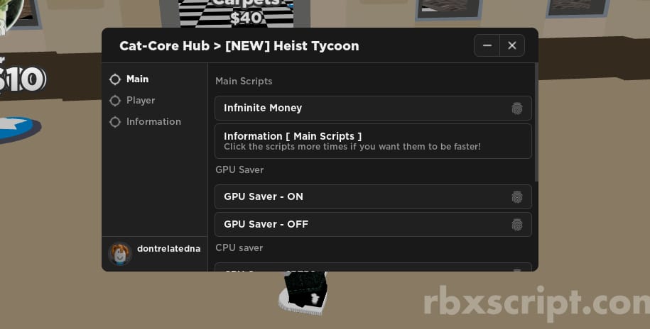 Heist Tycoon: Infinity Money, FPS Booster, Jump Power Changer