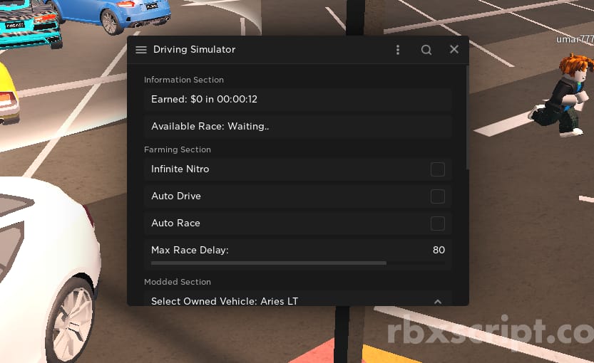 Driving Simulator script - (Autofarm races) - Roblox-Scripter