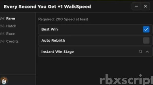 Every Second You Get +1 WalkSpeed: Auto Win, Auto Rebirth & More