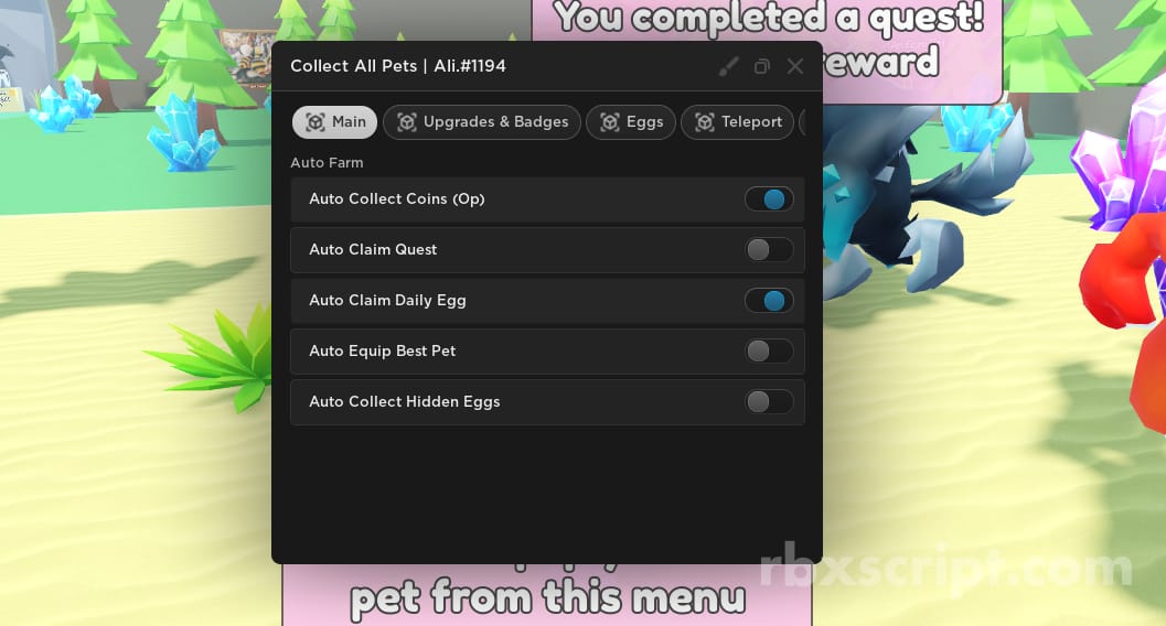 Collect All Pets: Auto Equip Best Pets, Auto Eggs, Teleports
