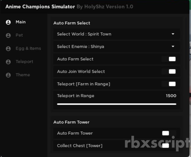 Anime Champions Simulator: Auto Farm, Teleport, Auto Open egg