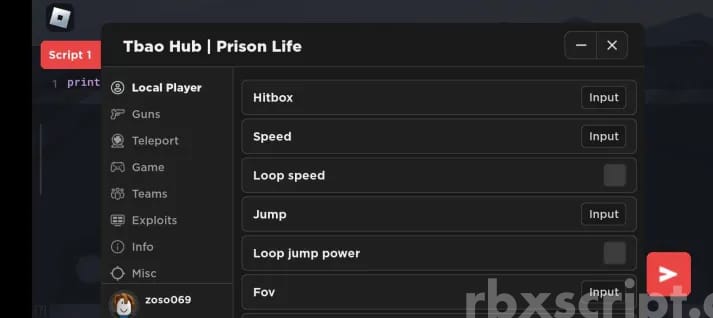 Prison Life: Hitbox Expander, Walkspeed & More Mobile Script