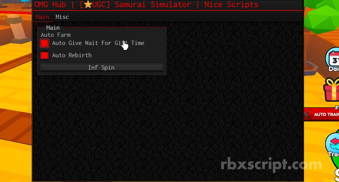 Samurai Simulator: Anti Afk, Auto Rebirth, Inf Spin Mobile Script