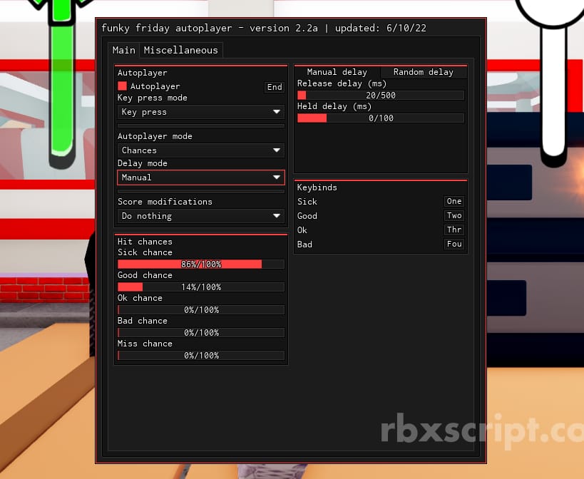 Roblox Script - Funky Friday  Auto Player, Hit Chances, Keybinds & More