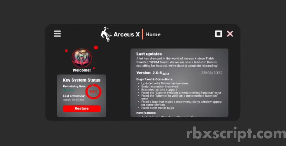 Arceus X v2.0.5 | Mod Menu
									