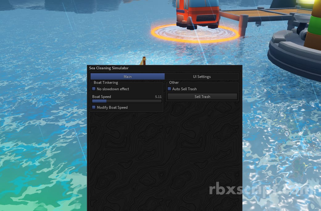 Sea Cleaning Simulator [Modify Boat Speed, No slow down effect, Auto Sell Trash]