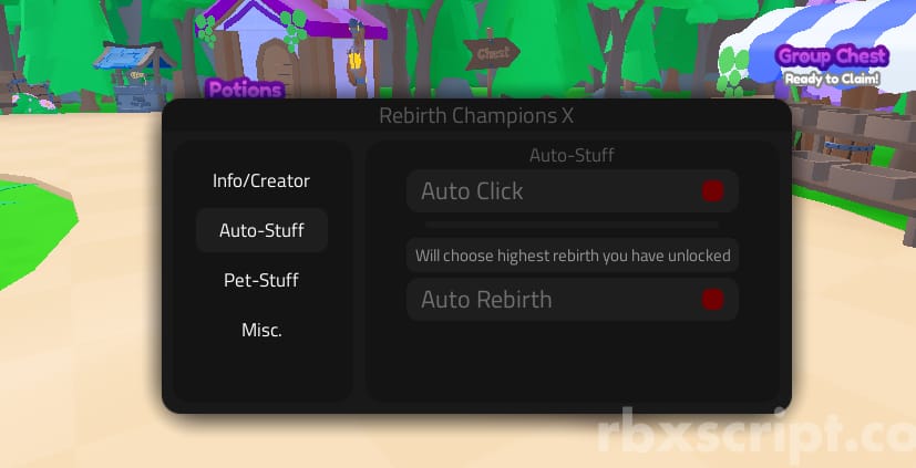 Rebirth Champions X GUI