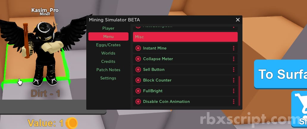 Mining simulator # modded - Roblox
