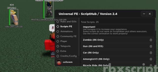 Universal FE Script Hub, Roblox Exploiting