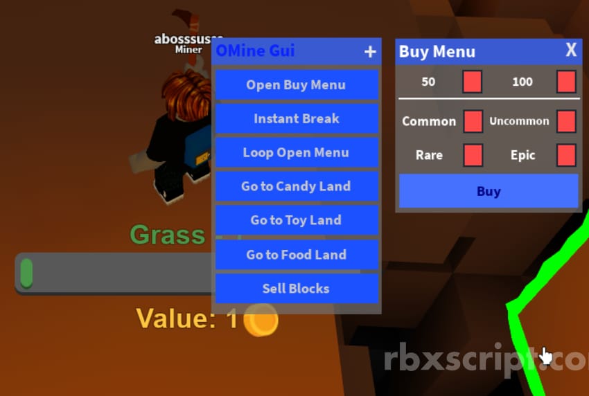 Mining Simulator [Open Buy Menu, Go to Candy Land, Sell Blocks]