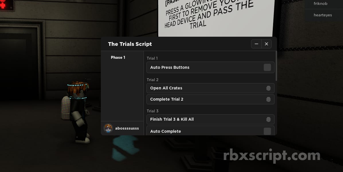 The Trials [Auto Press Buttons, Open All Crates]