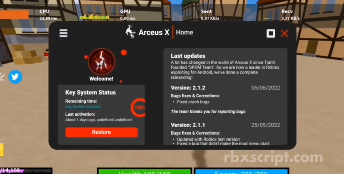Arceus X v2.1.2 | Mod Menu
									