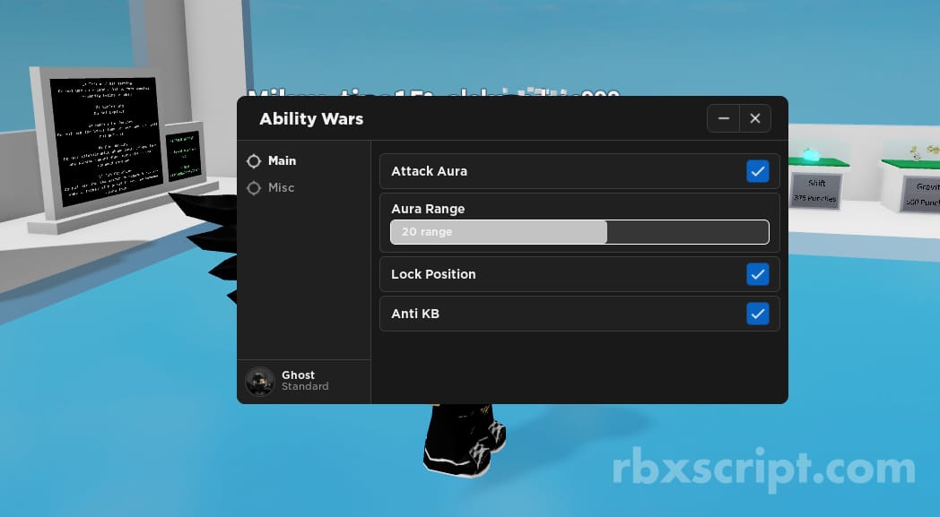 Ability Wars [Anti Knockback, Attack Aura ,Walk speed]