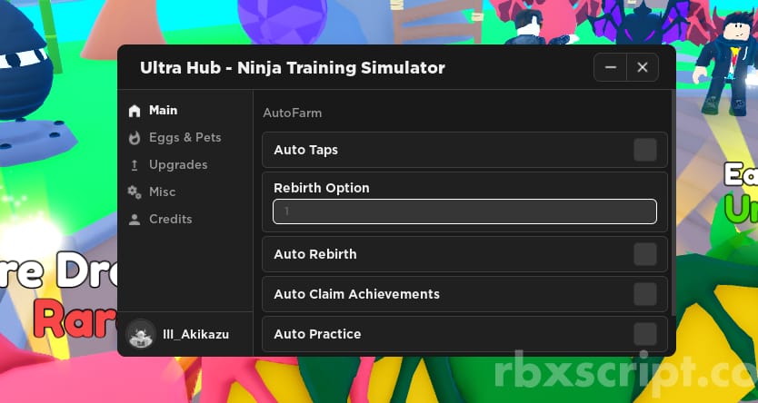 Ninja Training Simulator [Auto Farm, Auto Rebirth, Auto upgrades]