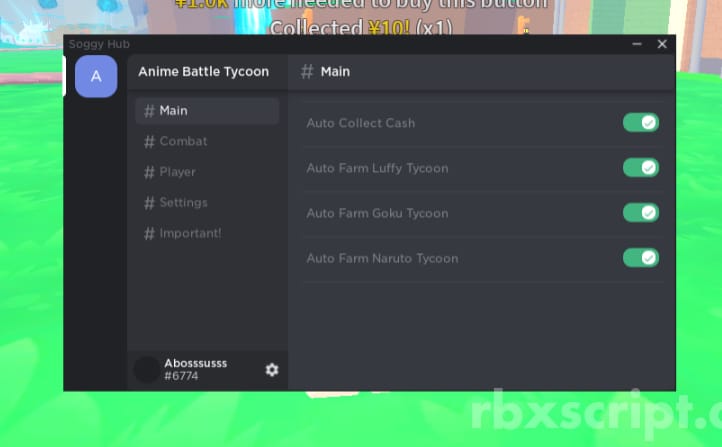 Anime Battle Tycoon [Auto Collect Cash, God Mode, Infite Jump]