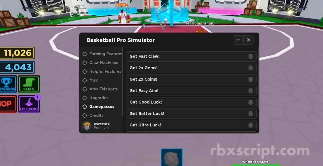 Basketball Pro Simulator [GUI - Auto Farm, Gamepasses & More!]