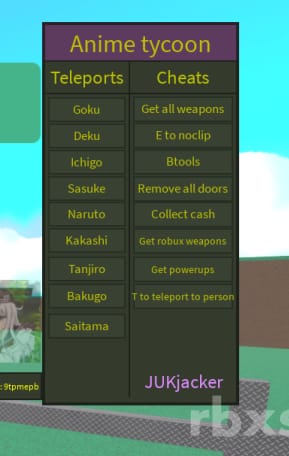 Anime Tycoon [Teleports, Collect Cash, Give all Weapons]